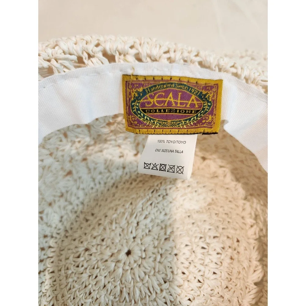Scala Collezione Woven‎ Toyo Straw Sun Hat Wide Brim Summer Beach OS